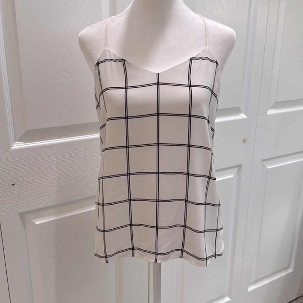 EXPRESS White/Black Striped Tank Top